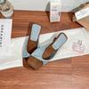 Grape Mom 2025 New High-heeled Cool Slippers Women's Summer Wear High-end Sense with Temperament Square Head Wedge Women's Shoes