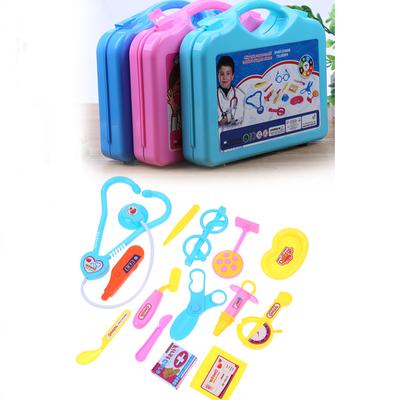 15Pcs/Set Doctor Nurse Role Play Set Medical Tools Stethoscope & Injectors In A Pretend Play Trolley Box Gift for Kids Children