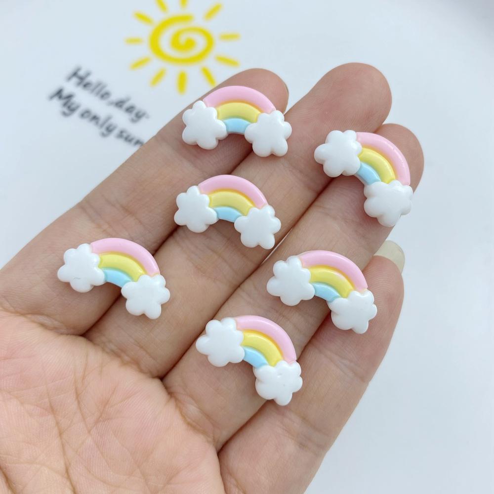 30Pcs New Cute Resin Mini Colorful Rainbow Series Flat Back Manicure Parts Embellishments For Hair Bows Accessorie