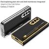 Samsung Z Fold 4 Pen Slot Leather Phone Case with Electroplated Finish and Camera Protection