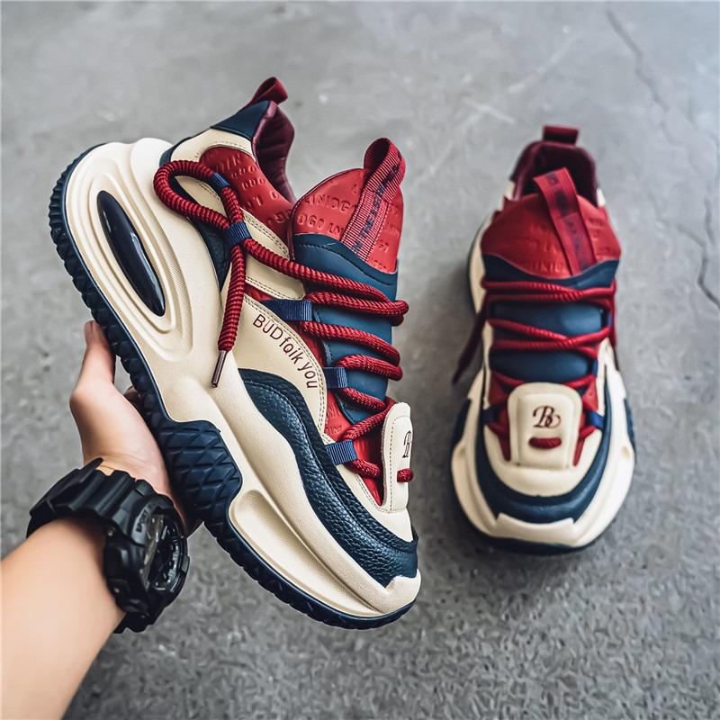 Fashion Spring Luxury Menh Sneakers Men's Thick Bottomed Casual Leather Face Student Sports Shoes Broadcast Trainers Men Running Shoes