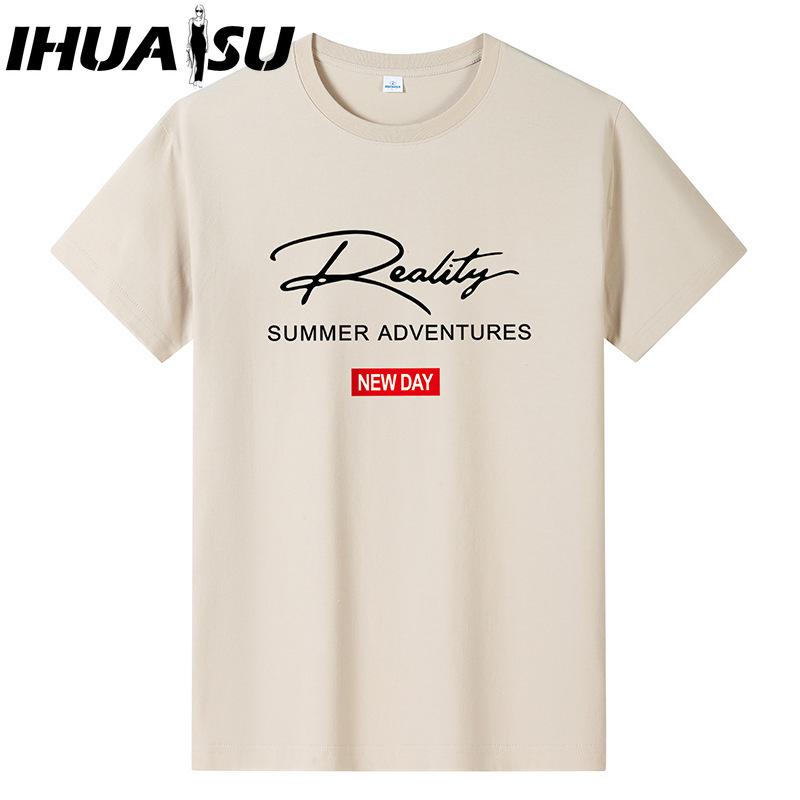 IHUASU Cotton Short Sleeve T-shirt Men's Fashion Loose Half Sleeve Shirt Printed Compassionate Shirt