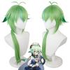 Parrucca Cosplay Ondulata Ombré Verde da 31" con Capelli Ribaltati, Capelli Sintetici Resistenti al Calore per Giochi Fantasy