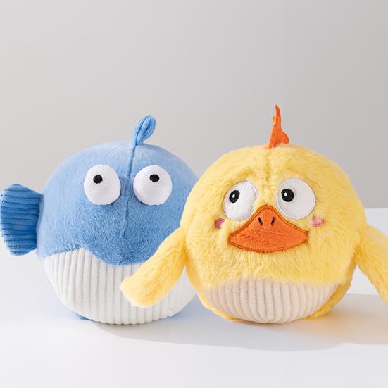 Pet Toy Cartoon Chick Dolphin Fox Design Singing Pet Toy Interactive Singing Dancing Modes Irregular Jumping Plush Ball