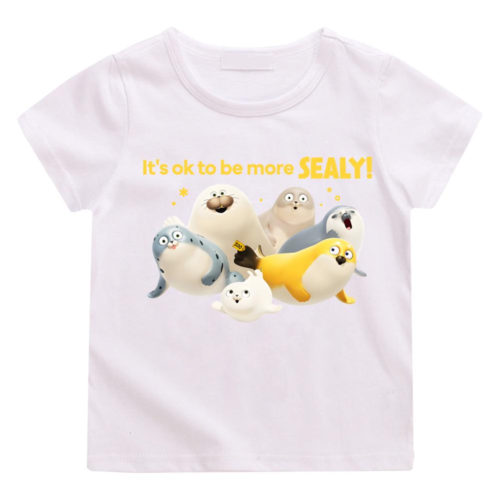 

2026 NEW Sealook T-shirts Cotton Crew Neck Cartoon Boys/girls T Shirt Cartoon Print Cute Manga Tshirt 8T білий