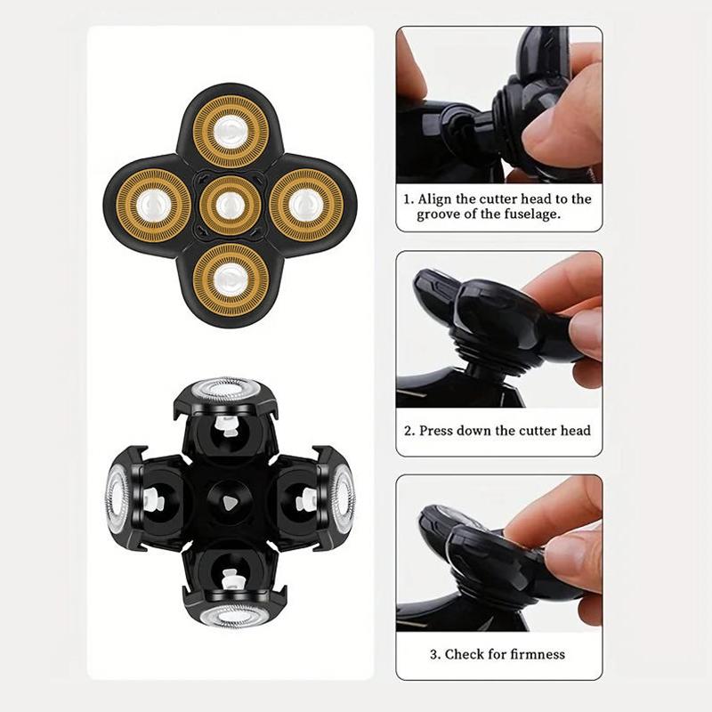 1Pcs 5 Heads Electric Shaver Replacement Heads 5 Floating Blade Head For Bald Head Shaver Compatible With Most 5 Blade Shavers