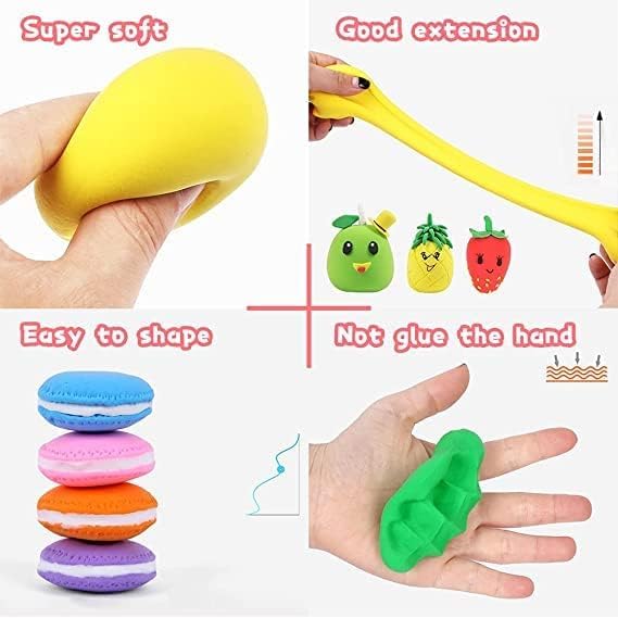 Eclet (Pack Of 12) Air Dry Clay, Colorful Children Soft Clay, Creative Art Crafts, Gifts For Kids-Multi Color. Non-Toxic 0