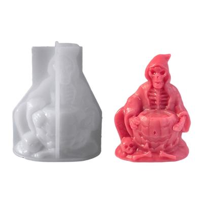 Moules en Silicone Moules de Fabrication de Bougies Moule d'Artisanat en Silicone Forme Crâne Moule d'Ornement d'Halloween Texture Silicone pour Bougie