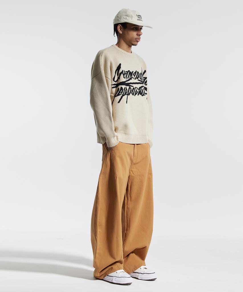 CREAM SODA LAB Handkerchief Wide Balloon Curved Pants Camel