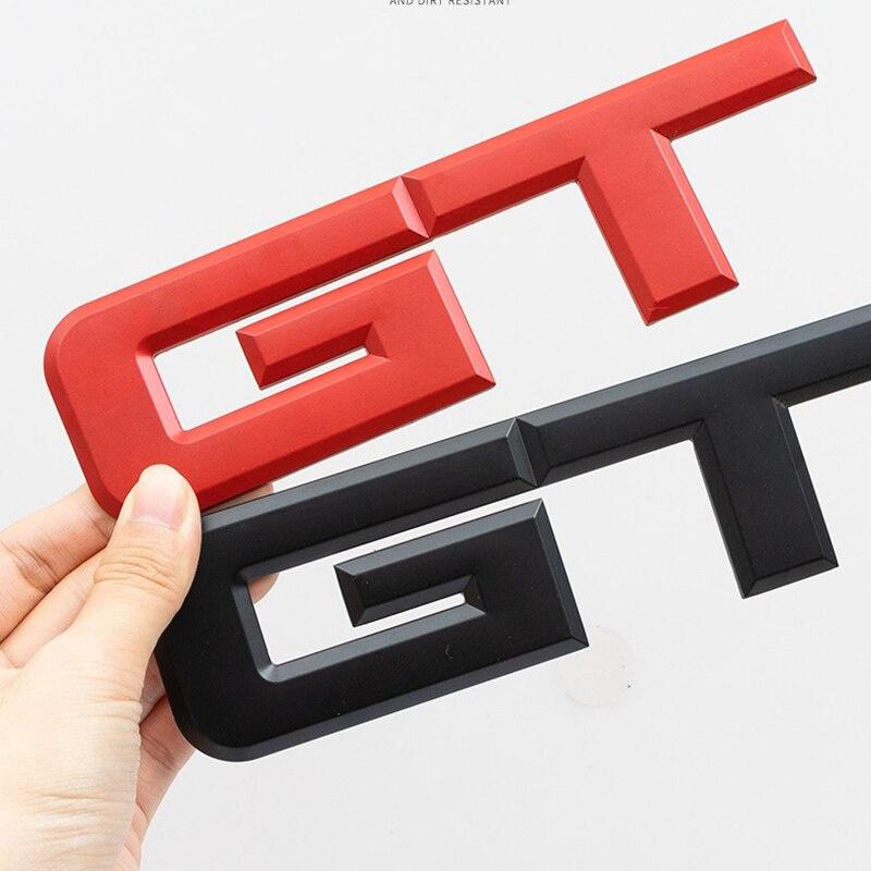 Black & Red Metal GT Letter Emblem – 6.2x3.8cm Matte Finish Trunk Badge Decal For SUV, Car, Universal Fit, 1-Year Warranty