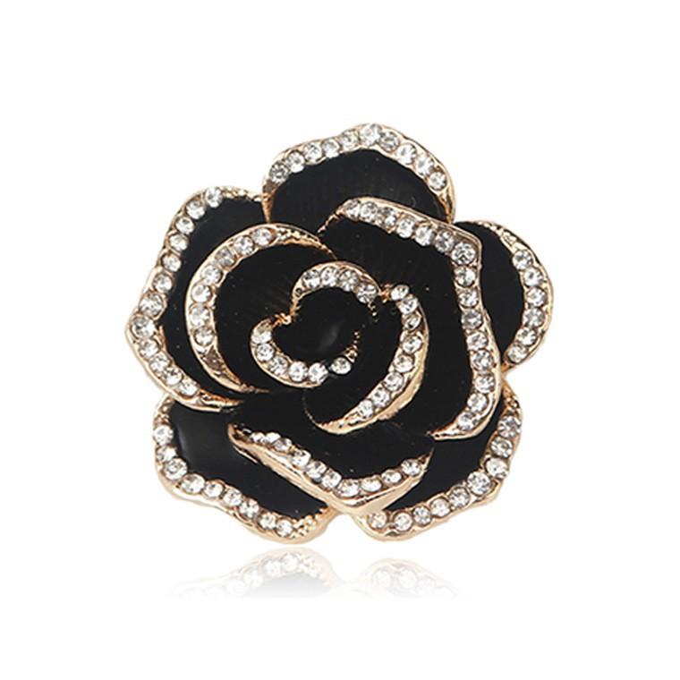 SKEDS Fashion Women Camellia Flower Crystal Enamel Brooches Pins Elegant Lady Plant Party Wedding Accessories Jewelry Corsage