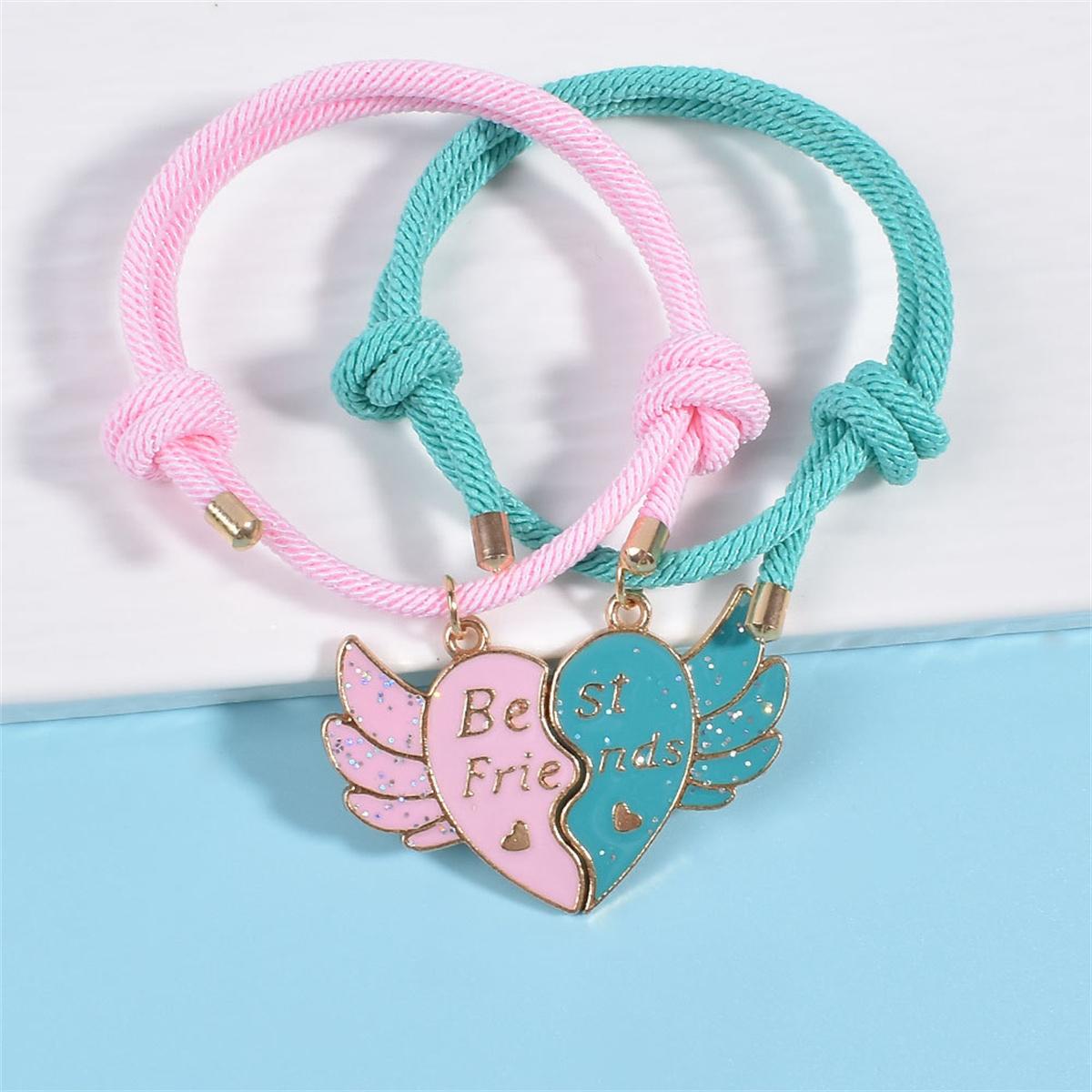 

2Pcs Best Friend Love Wings Magnetic Bracelet Fashion Creative Hand Rope Romantic Couple Jewelry Accessories Party Festival Gift золотистий