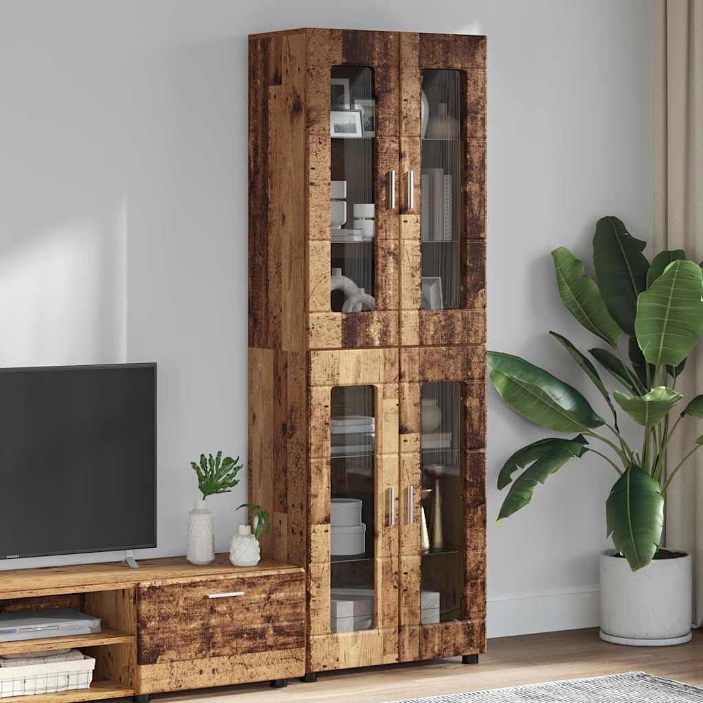 FLORIN Highboard with Doors Reclaimed Wood Look 60 x 35 x 182 cm Particleboard