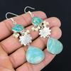 Daughters Day Deal 925 Silver Amazonite Gemstone Dangling Hook Earrings Jewelry