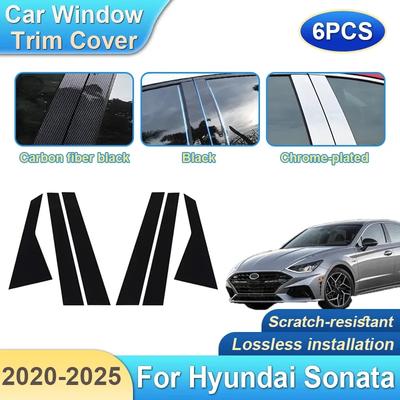 6 יחידות מדבקת עמוד מרכזי לרכב עבור Hyundai Sonata ~2025 DN8 MK8 כיסוי פנל חלון שמיני עמוד B C מדבקת דלת אביזרים
