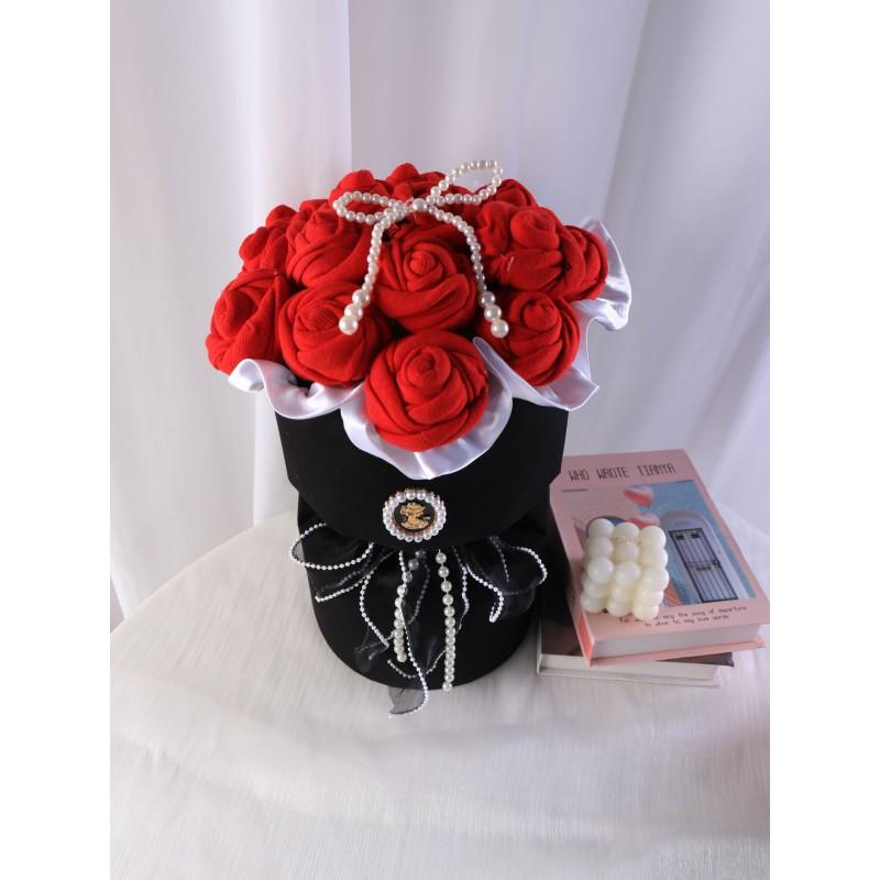 Handmade Sock Bouquet Gift Valentines Day Cotton Mid-Calf Socks In Romantic Colors Unisex Casual Style