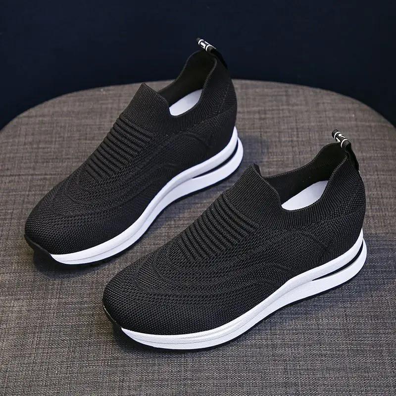 Fashion Whit Ladies Shoes  Mesh Breathable Women FootwearHigh On Platform Slip Fashion 2024 Trends Designer Cheap Summer Offer Spring 39