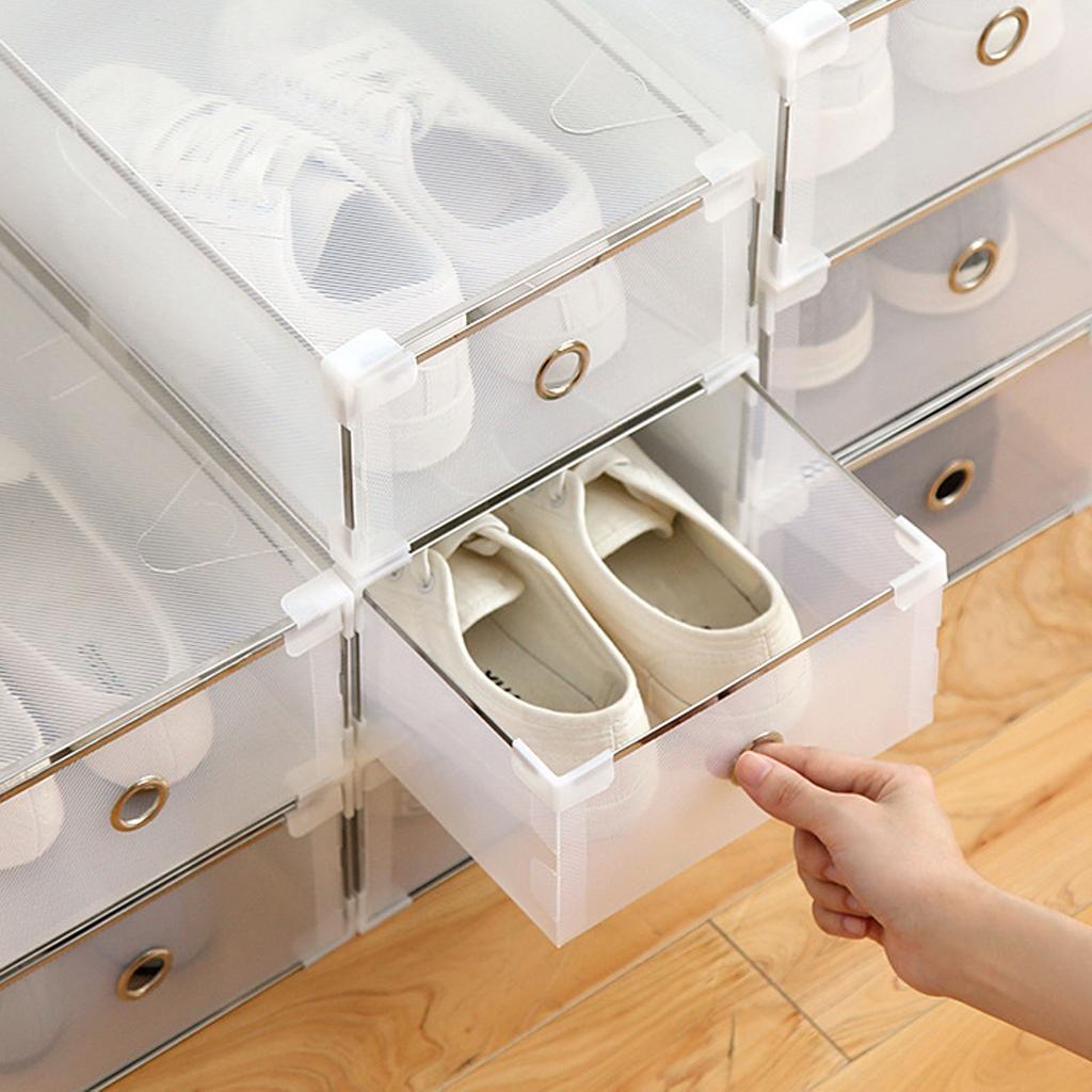 Transparent Shoe Box Drawer Type Dustproof Multifunctional Desktop Organizer Storage Box for