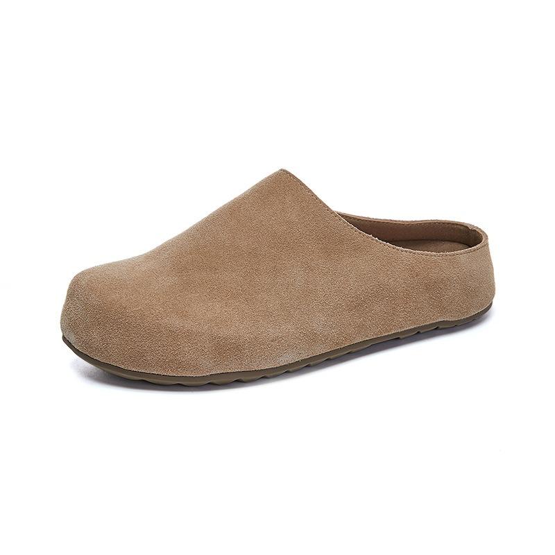 New Leather Casual Single Shoes Women's Autumn Retro Lazy One-pedal Flat-soled Women's Shoes Versatile Shoes Women's