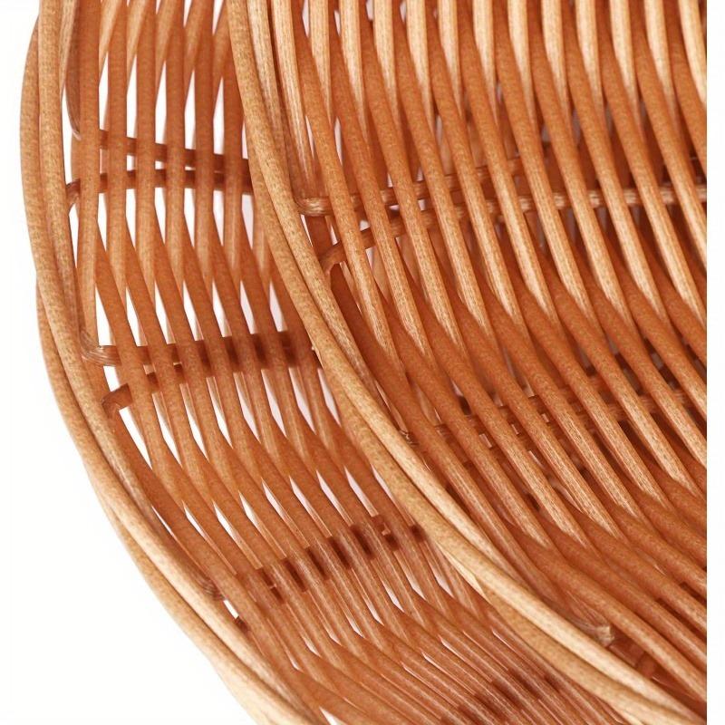 14pcs Round Poly Wicker Baskets 24.3cm Diameter Brown Plastic Polypropylene Storage Bins for Kitchen Bathroom and Home Organizer