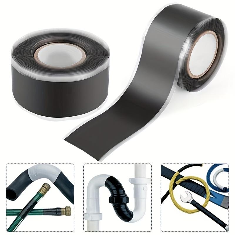 Self-Adhesive Silicone Pipe Repair Tape Waterproof Leak-Proof Black Sealing Tape with Thickened Adhesive & Easy-Use Dispenser for Quick Pipe Fixing