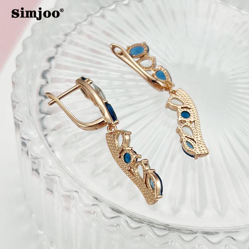 Персоналізовані сережки з рожевого золота SIMJOO Модні прості різнокольорові сережки з китицями з цирконом для жінок