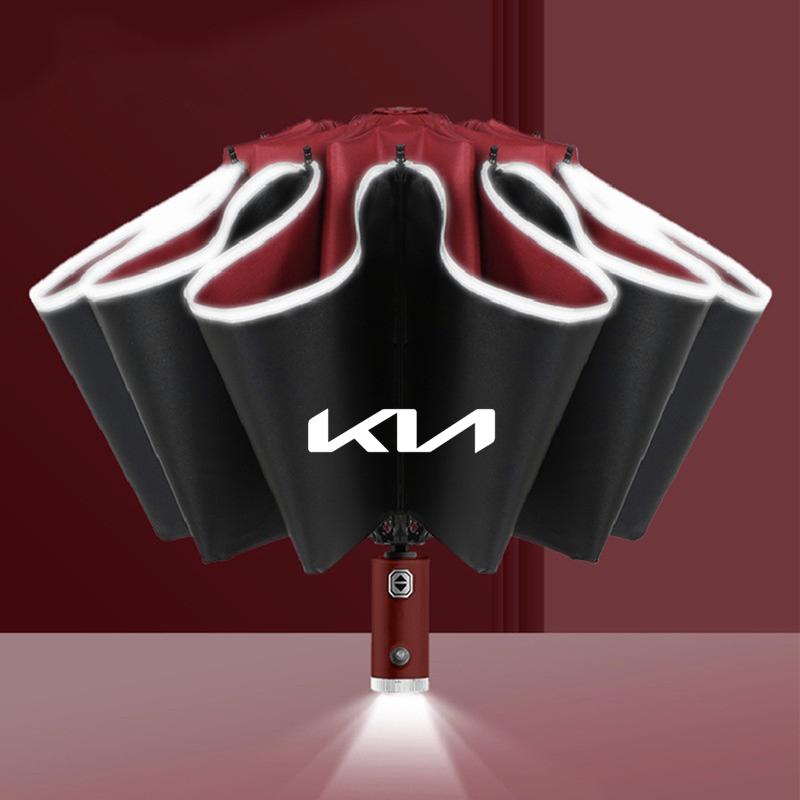 BBDW3 Car Led Light Automatic Folding Windproof Sunshade Umbrella Sun Protection Umbrella For Kia Rio 3 4 K2 K3 X-Line Car Accessories
