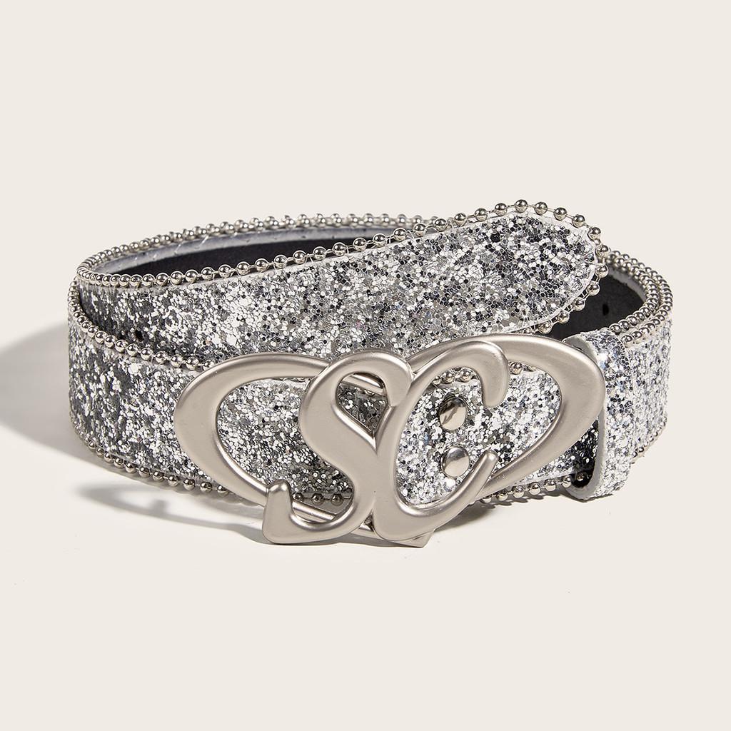 Fashionable Gold Glitter Belt Decorative Sequin Waistband Design