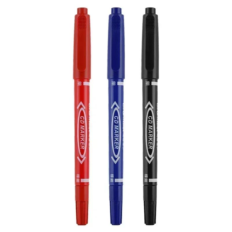 5/10PCs Permanent Marker Black/Blue/Red Oil Marker Pen Twin Tip Fine Nid Marker Ink Stationery Items School & Office Supplies
