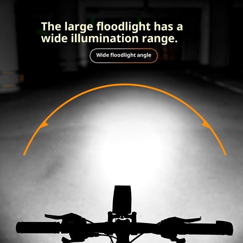 Solar Bicycle Light Bike Front Lamp With Horn Usb Rechargeable Power Display Waterproof Bike Flashlight Headlamp1Pc