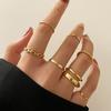 7 Pcs/Set Lady Finger Ring Exquisite Simple Chain Smooth Knuckle Ring Set