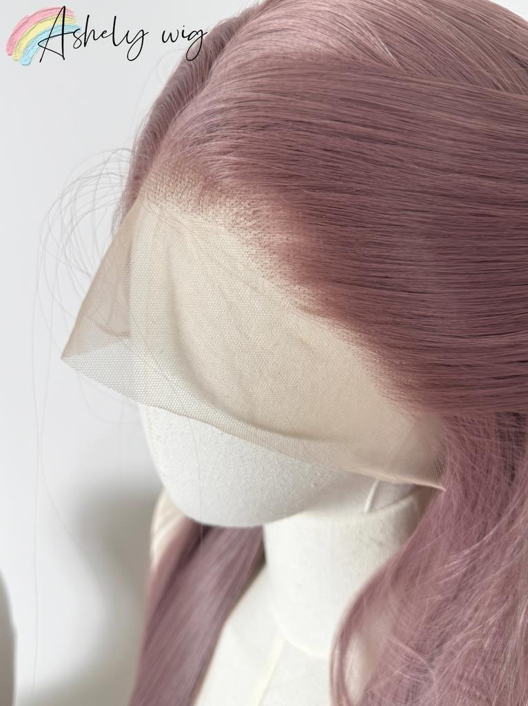 Purple-grayish Purple Miku Lace Front Wig for Women Long Straight Wigs High Temperature Fibers Hair Synthetic Wig High Quality