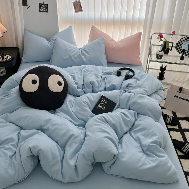 Pure Black Duvet Cover Microfiber Solid Color Bedding Set,3pcs Comforter Cover Home Bedroom Decor Quilt Cover with 2 Pillowcase