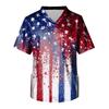 Unisex V Neck Short Sleeve Printed Scrub Top with Star Pattern Two Front Pockets Lightweight Comfortable Fit for Work Uniforms
