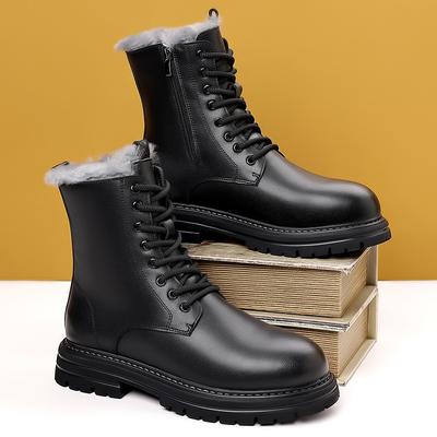 New Martin Boots Men's High-top Leather Non-slip Tooling Boots Snow Boots Velvet Warm Wool Cotton Shoes Winter Men's Shoes