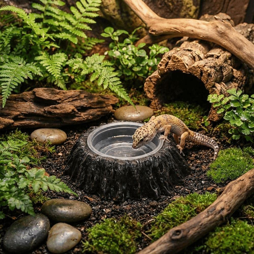 Anti-knock Reptile Food Bowl Imitation Stone Amphibians Water Bowl  Pet Habitat