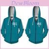 Veste à capuche zippée verte luxueuse Squid Game 001 456 Vêtement d'extérieur inspiré de Netflix