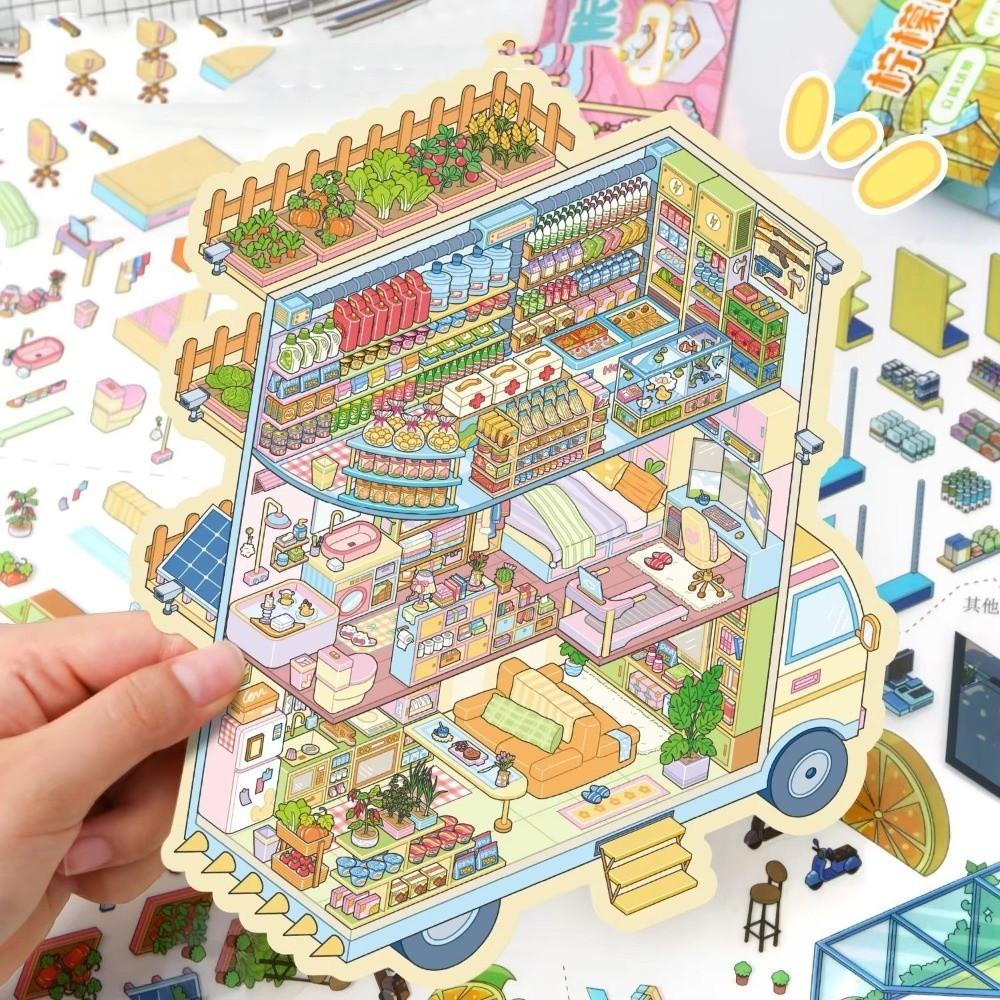 Visual Stacking Three-dimensional Sticker Lemon Shop Miniature Scene Sticker Children