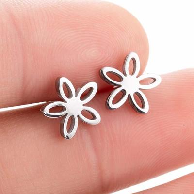 Koreanische Edelstahl Fünfblattblumen Ohrringe - Schlichter, frischer Modeschmuck