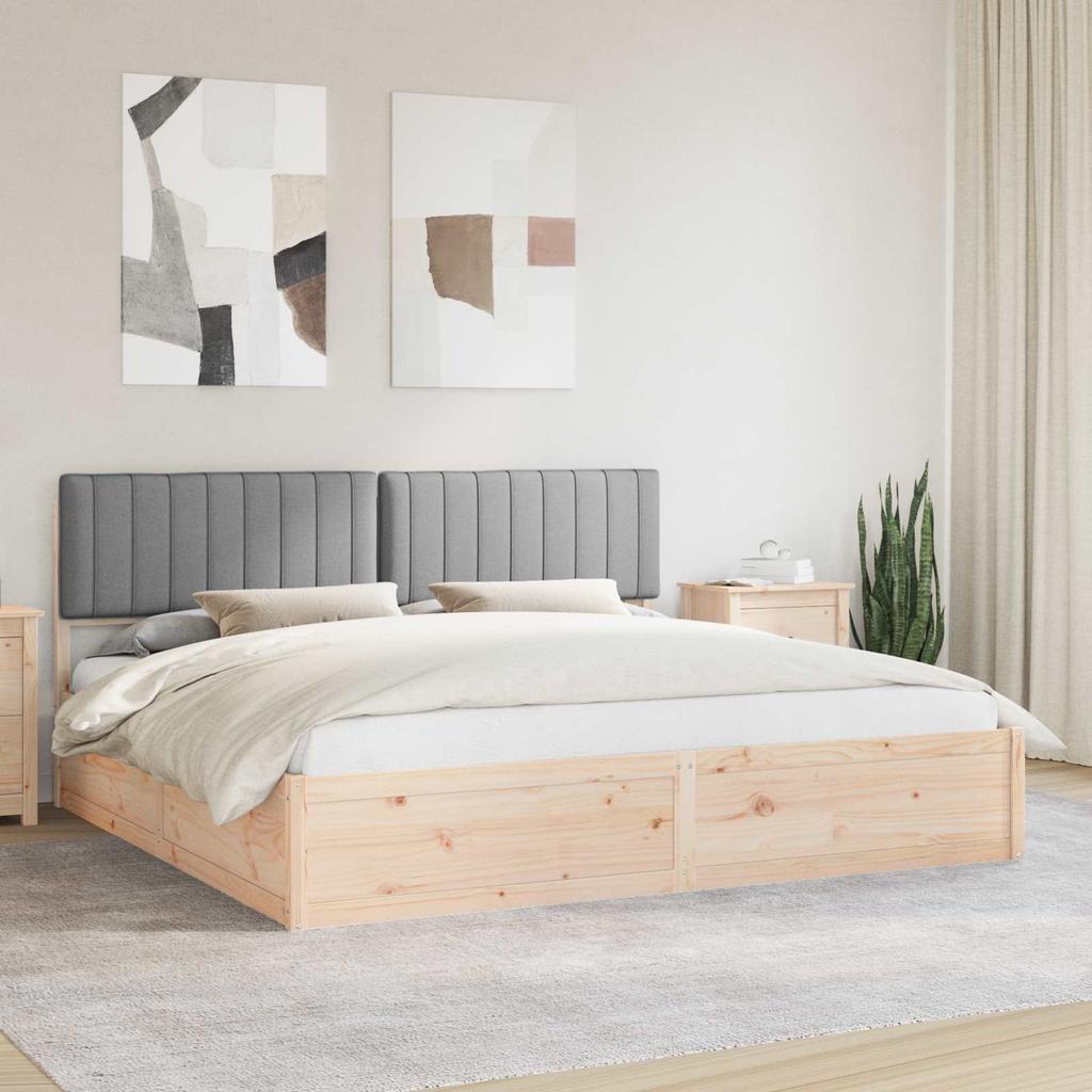 Bed Frame with Upholstered Headboard Light Grey 200 x 200 cm