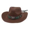 Lightweight Foldable Adjustable Straw Western Cowboy Big Brim Beach Hat for Men and Women Seaside Vacation Spring Summer Outdoor Travel