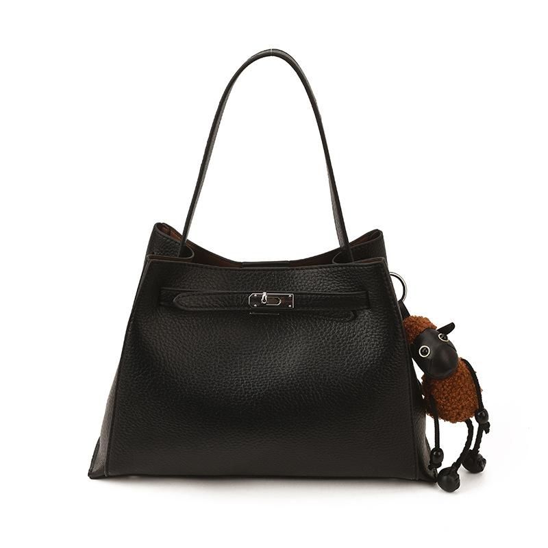 

Niche design retro simple small bag women s new large-capacity women s bucket bag in the season, foreign casual oblique span bag without pendant model чорний