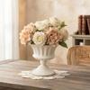 Iron Flower Urn with Fluted Detailing and Wide Raised Base for Wedding Centerpieces and Tabletop Arrangement Displays