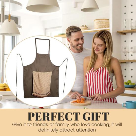 Men's Prank Apron with Surprise Pocket Novelty Kitchen Apron White