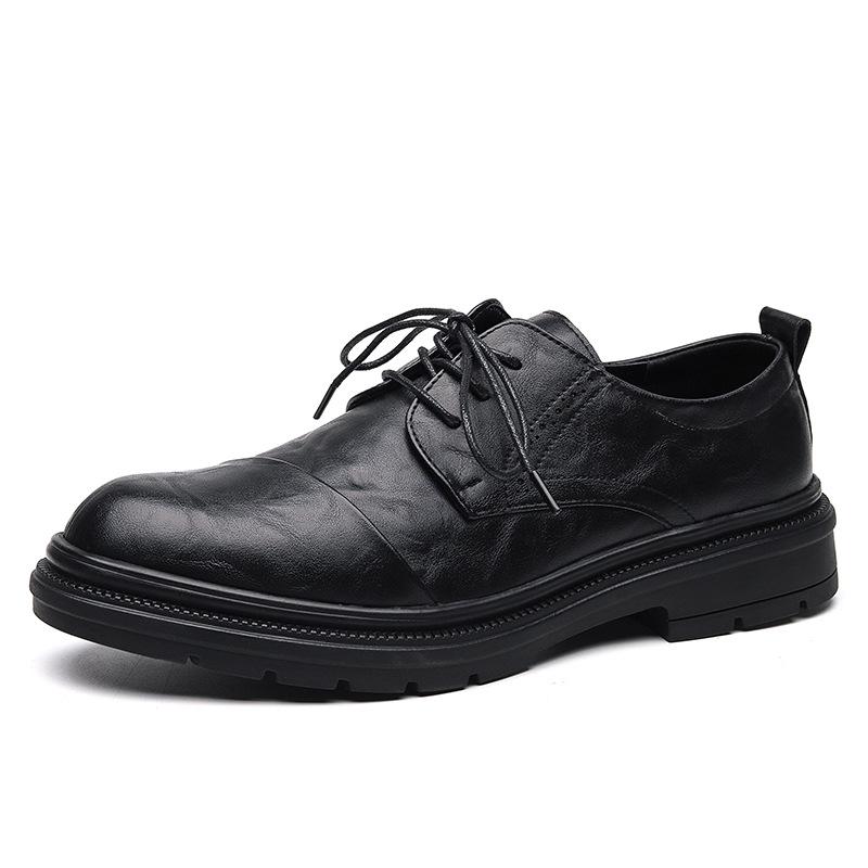 Men s Spring Casual Brogue Loafers - Formal Lace-up Leather Shoes 41 чёрный