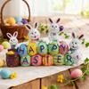 Happy Easter Bunny Figurine Hand-painted Colorful Egg Rabbit Resin Statue Sculpture Holiday Party Desktop Decoration Ornament