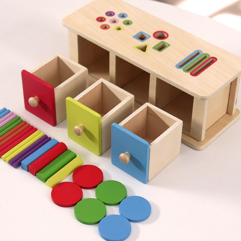 Children's Wooden Puzzle Toy Baby Drawer Box