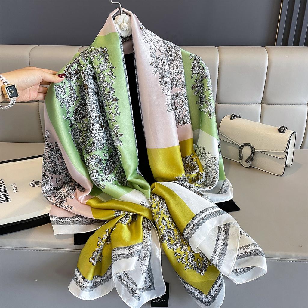 Women 180*90cm Fashion Beautiful Soft Silk Scarves Female Lady Shawl Hijab Wrap Foulard Bandanna Muffler Beach Pareo