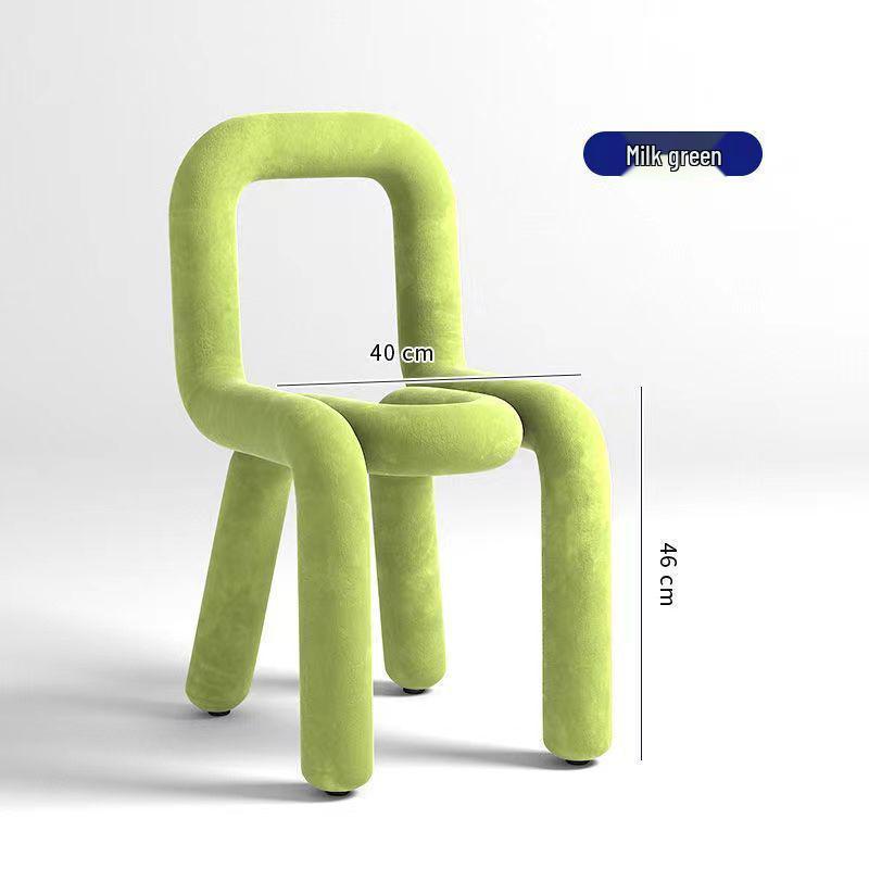 Creative Designer Vanity Chair with Backrest for Bedroom, Bold and Irregular Shape Leisure Stool
