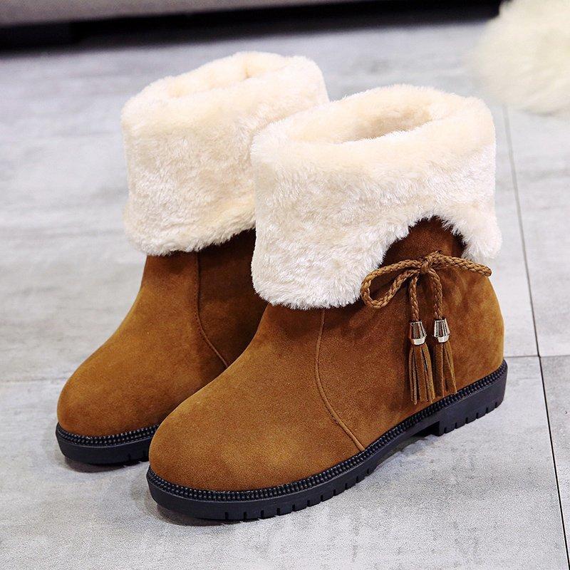 Botas de nieve Botas cortas femeninas Invierno Invierno Ola coreana Peluda  Cálida Botas de mujer Moda Ropa exterior Ropa exterior De suela gruesa  Algodón engrosado Zapatos de mujer comprar a buen precio —